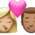 👩🏼‍❤️‍💋‍👨🏽 kiss: woman, man, medium-light skin tone, medium skin tone display on Apple